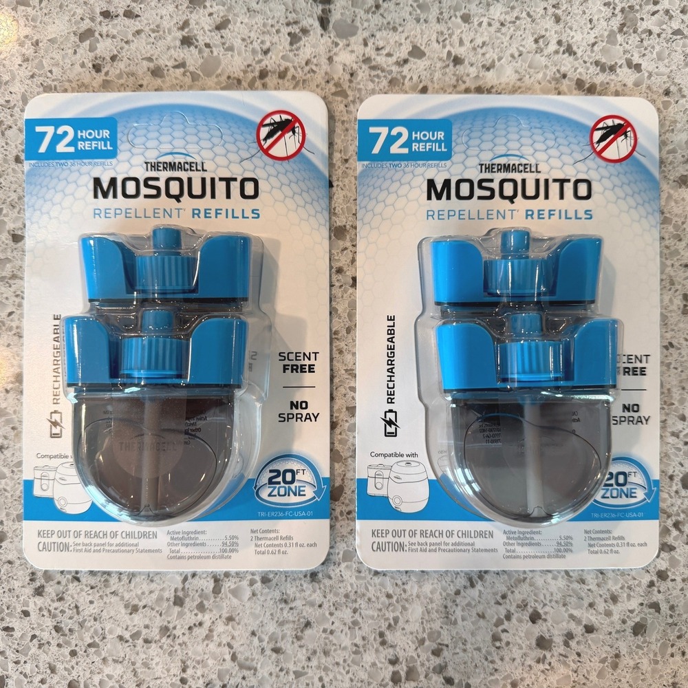 Thermacell Mosquito Repellent Refills 2 Pack Lot 144 Hours **NEW SEALED
